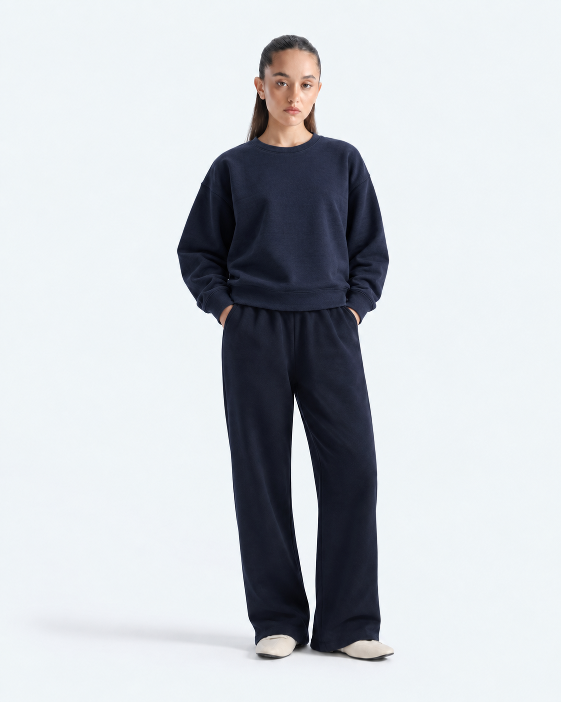 Oversized Crewneck Sweatshirt - Navy