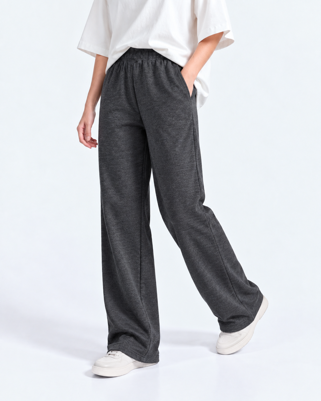 Straight Leg Fleece Trouser - Charcoal Grey