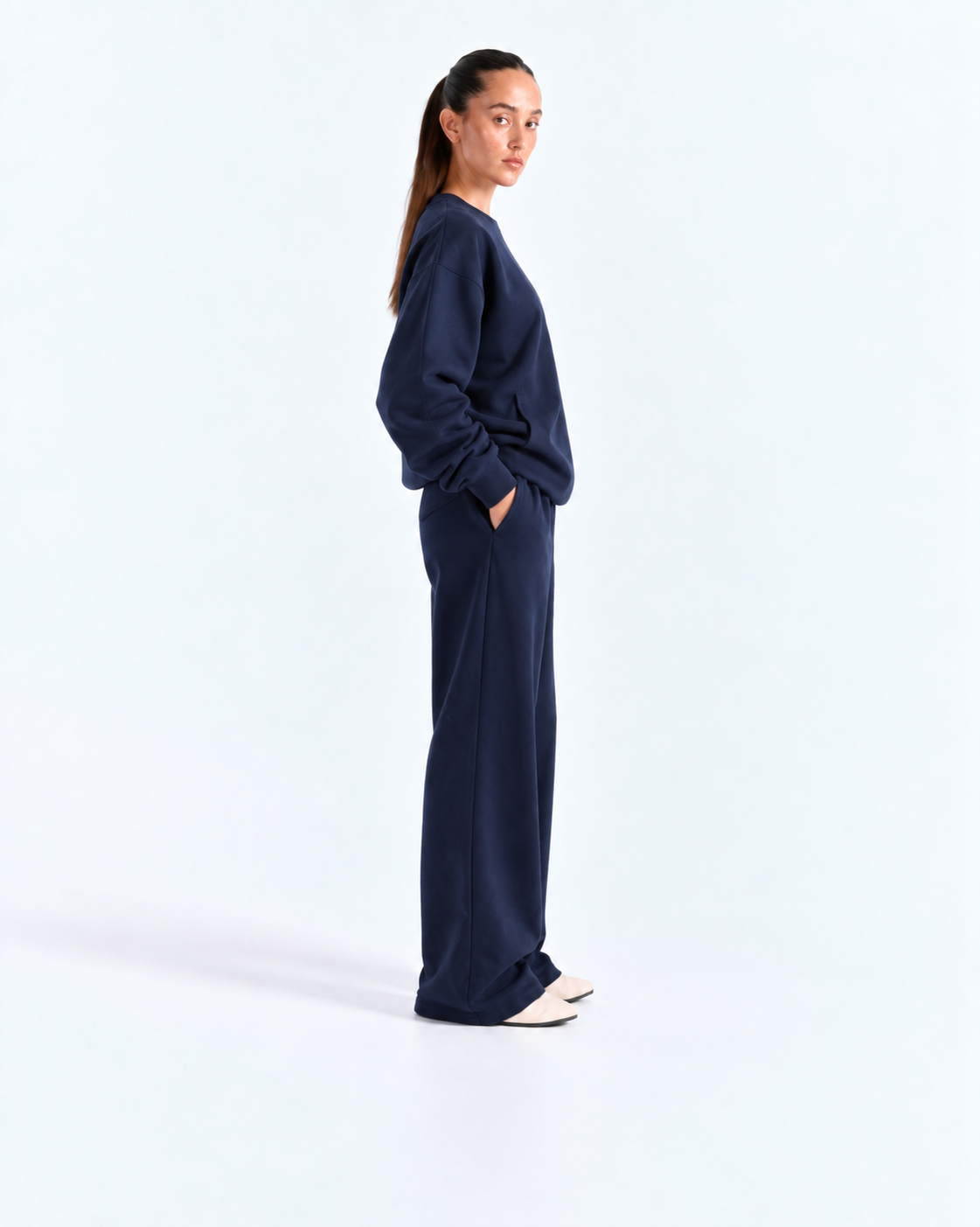 Oversized Crewneck Tracksuit - Navy