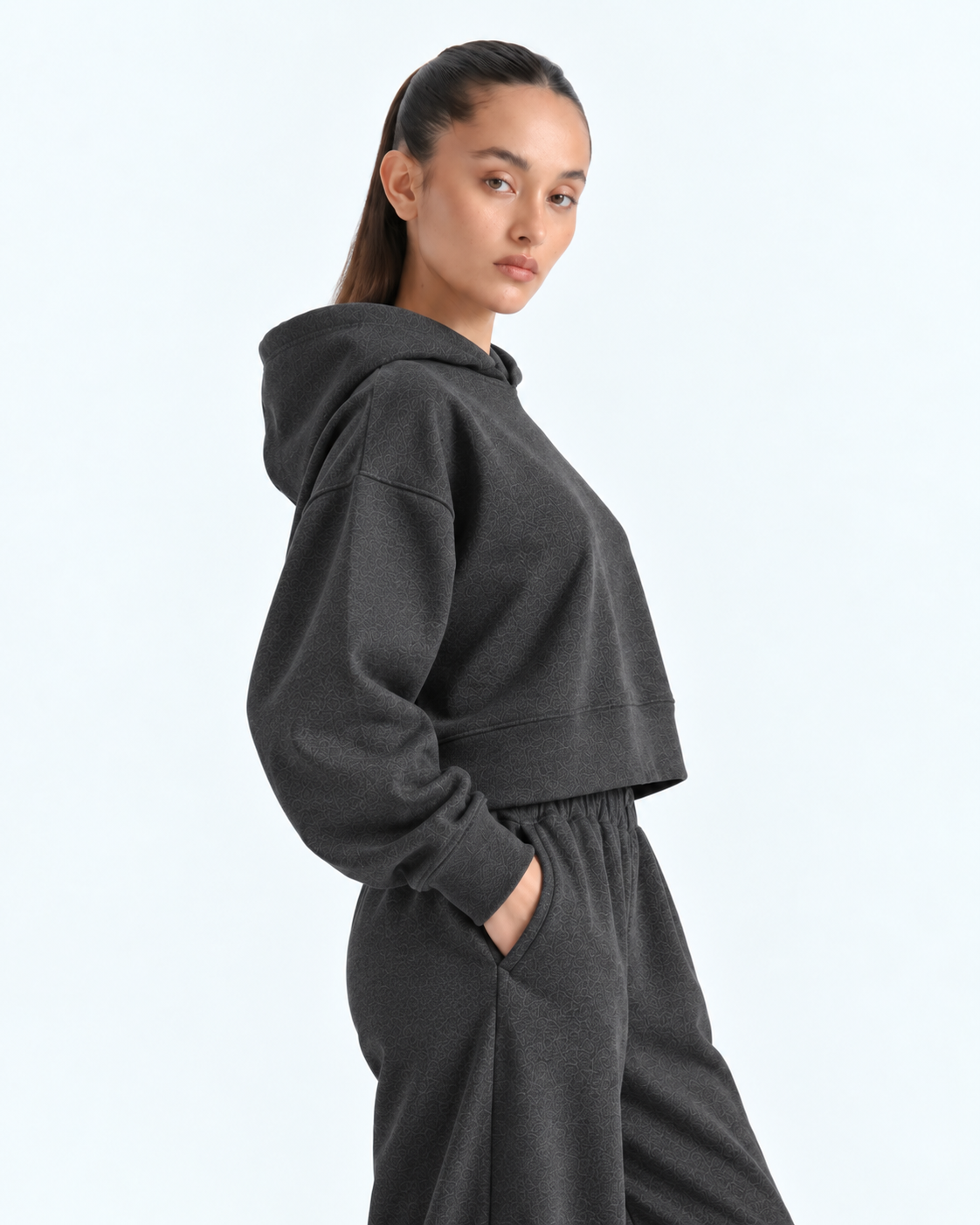 Cropped Hoodie - Charcoal Grey