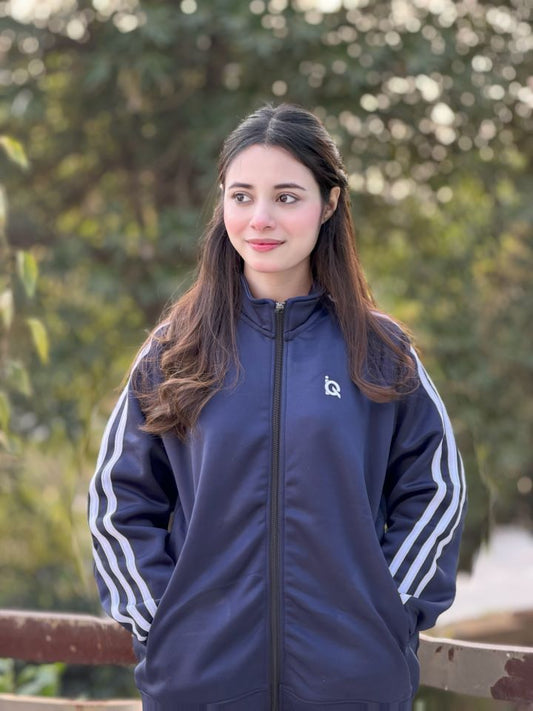 W-Navy Streak Zipper Tracksuit