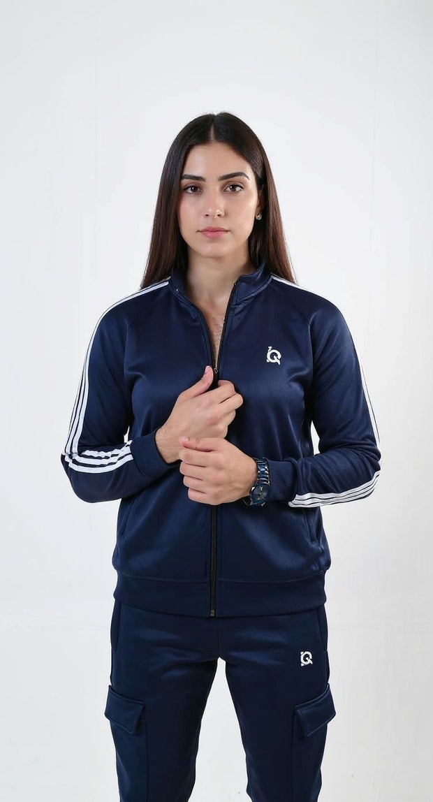 W-Navy Streak Zipper Tracksuit