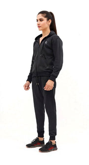 W-Sleek Black Full-Zip Tracksuit