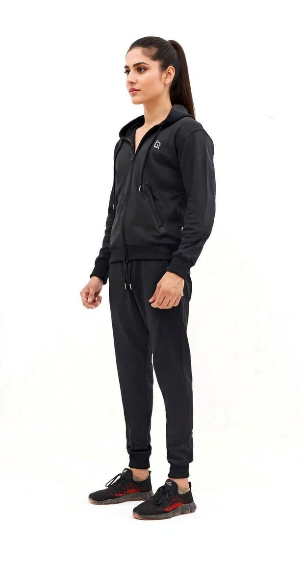 W-Sleek Black Full-Zip Tracksuit