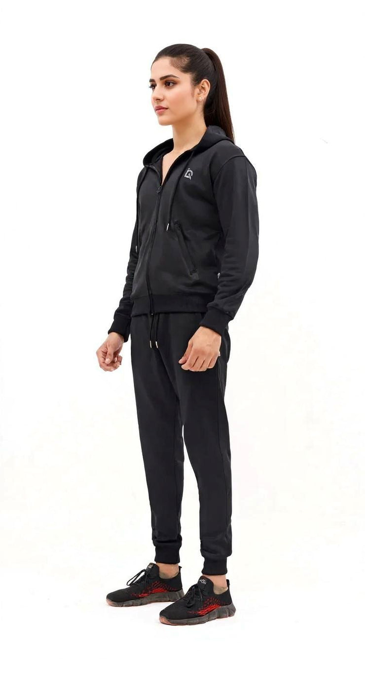 W-Sleek Black Full-Zip Tracksuit