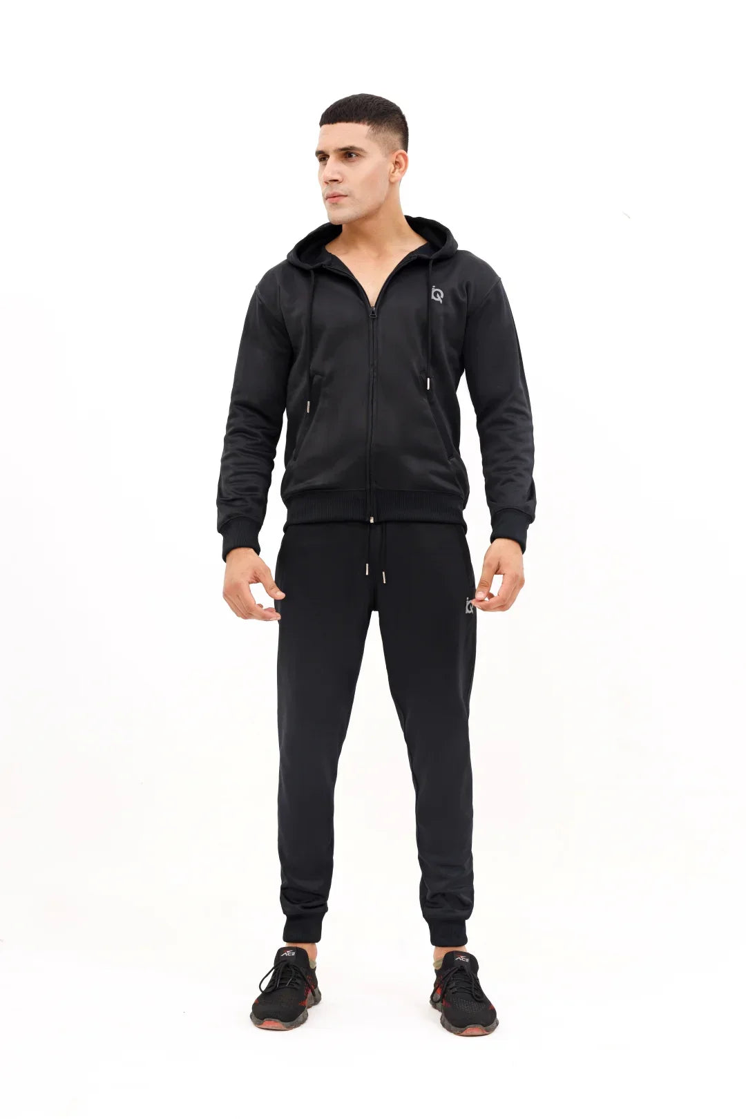 Sleek Black Full-Zip Tracksuit