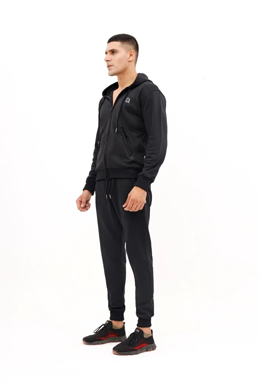 Sleek Black Full-Zip Tracksuit