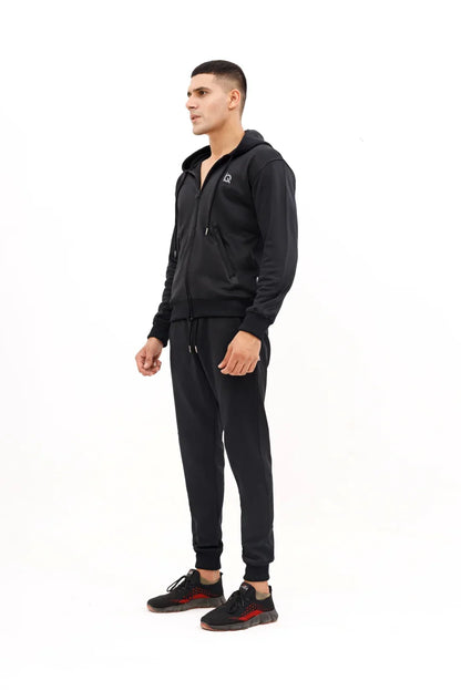 Sleek Black Full-Zip Tracksuit