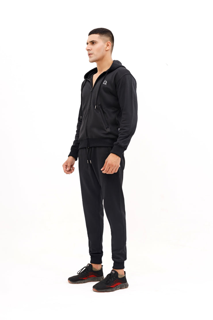 Sleek Black Full-Zip Tracksuit