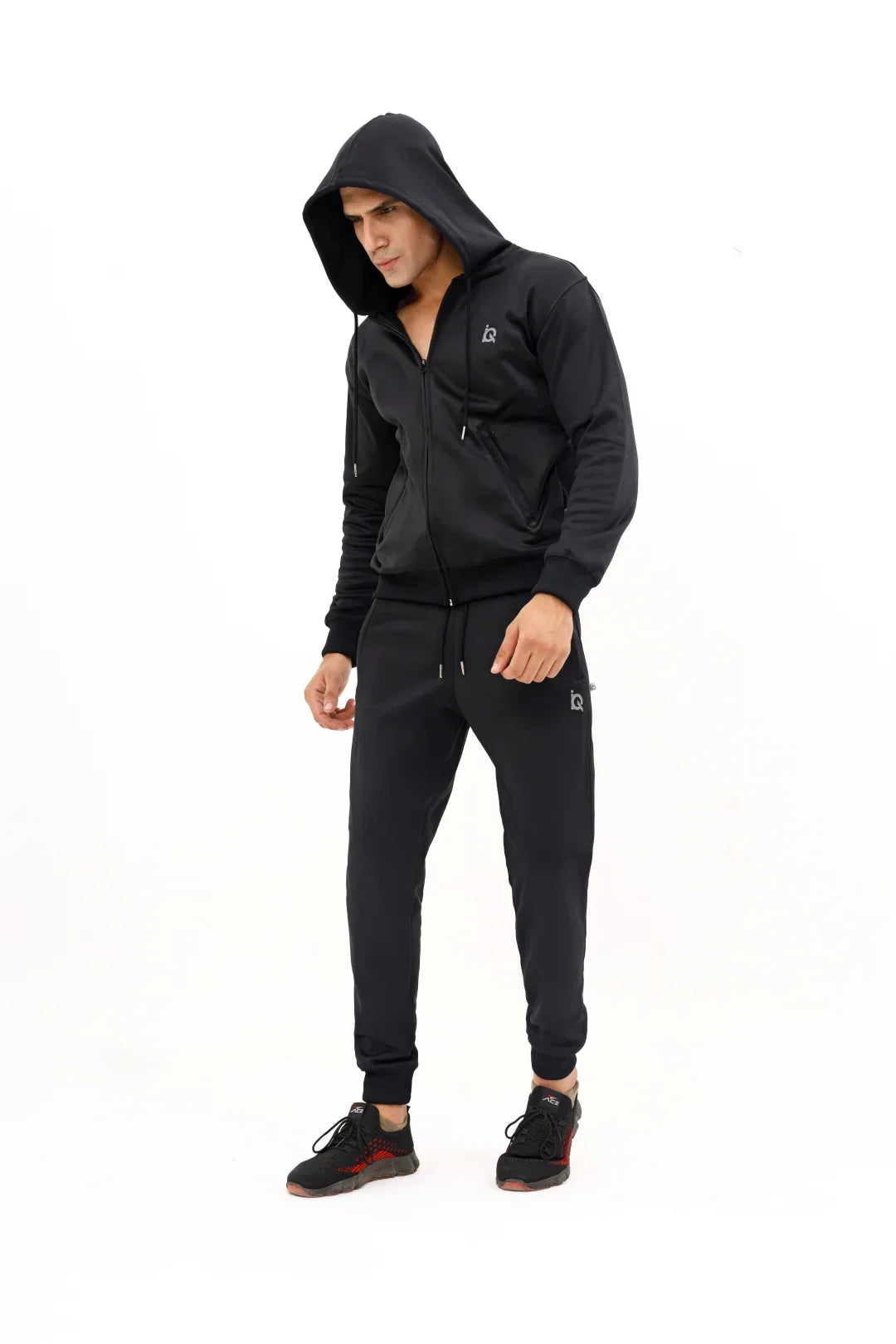 Sleek Black Full-Zip Tracksuit