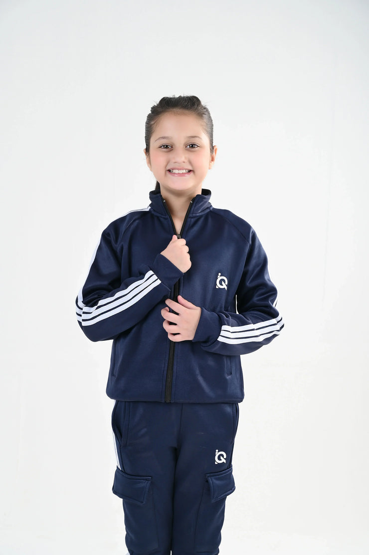 Navy Streak Zipper-Unisex Kids