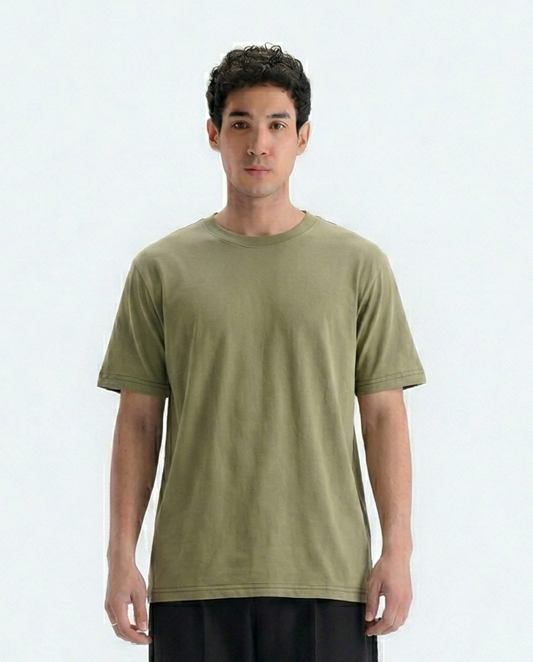 Crew Neck Tee - Olive Green