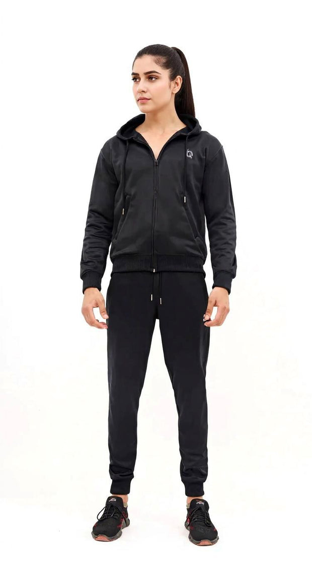 W-Sleek Black Full-Zip Tracksuit