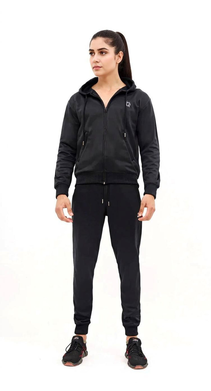 W-Sleek Black Full-Zip Tracksuit