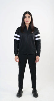 W-Contrast Band Zipper Tracksuit