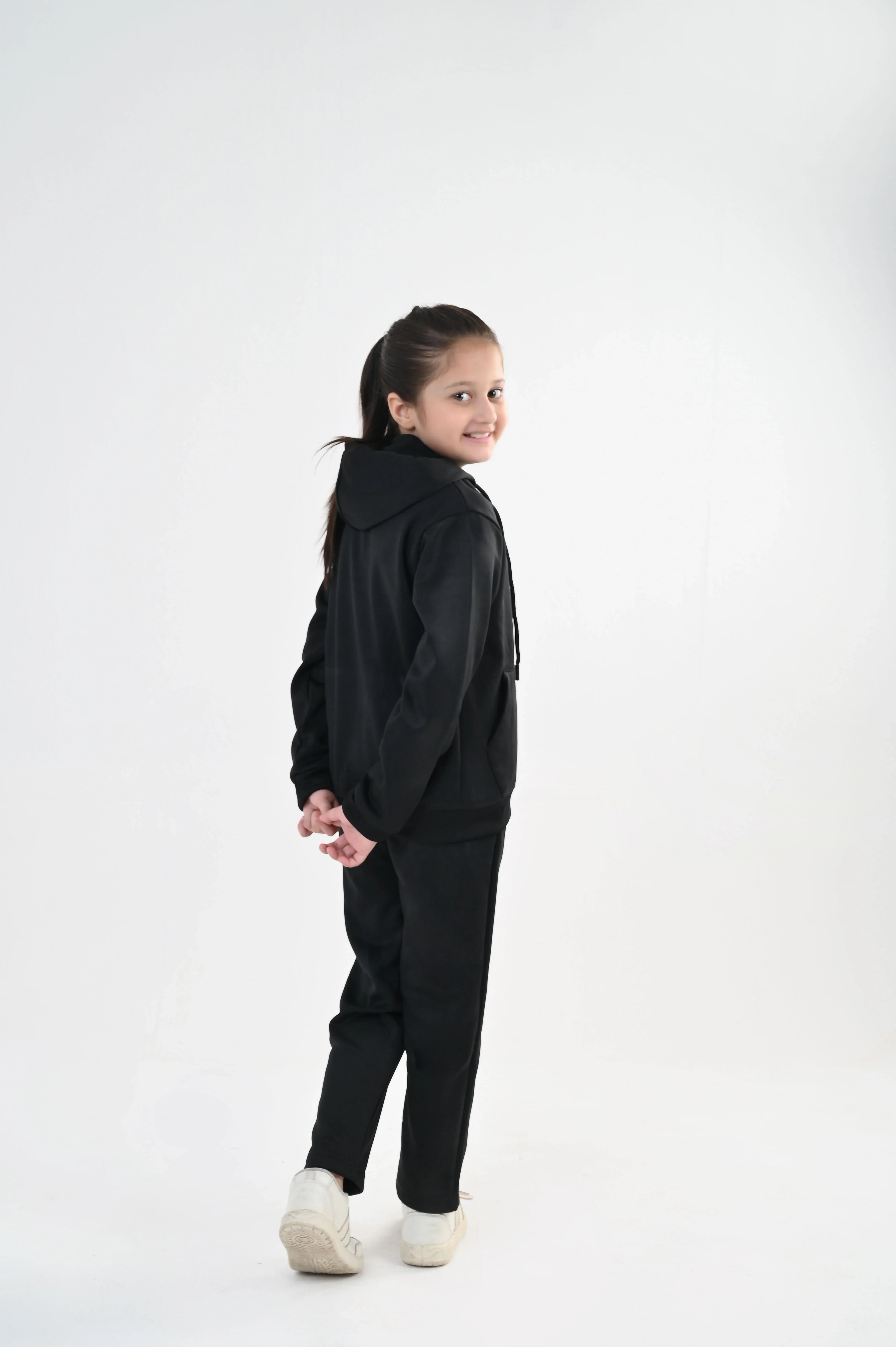 Black Hoodie Tracksuit-Unisex Kids