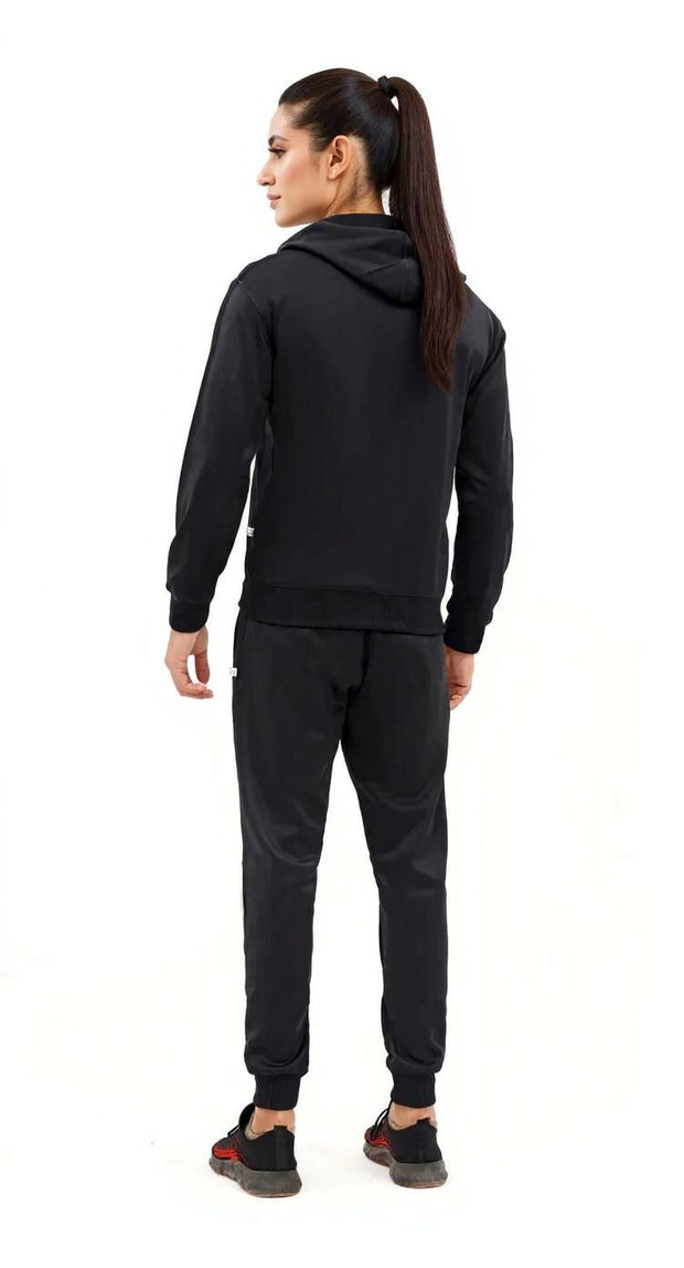 W-Sleek Black Full-Zip Tracksuit