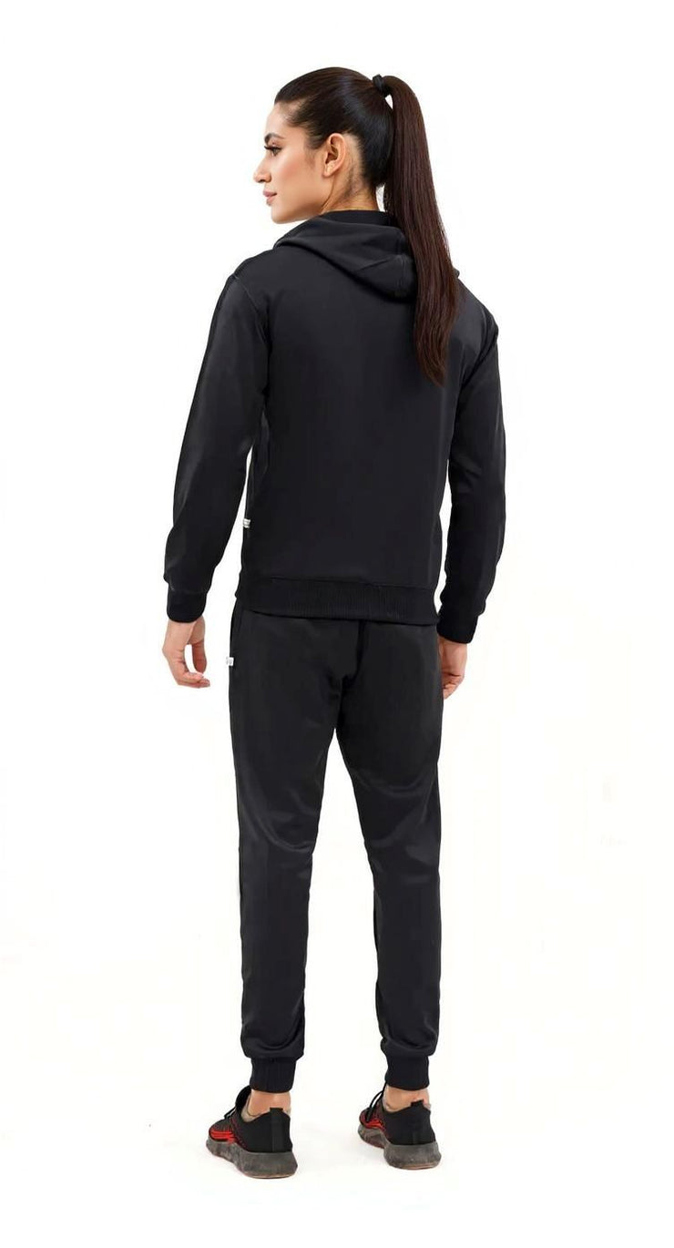 W-Sleek Black Full-Zip Tracksuit