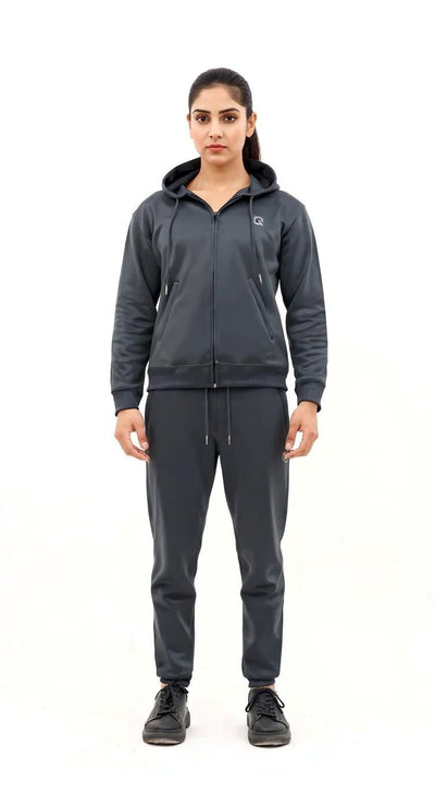 W-Grey Zip Hoodie Tracksuit
