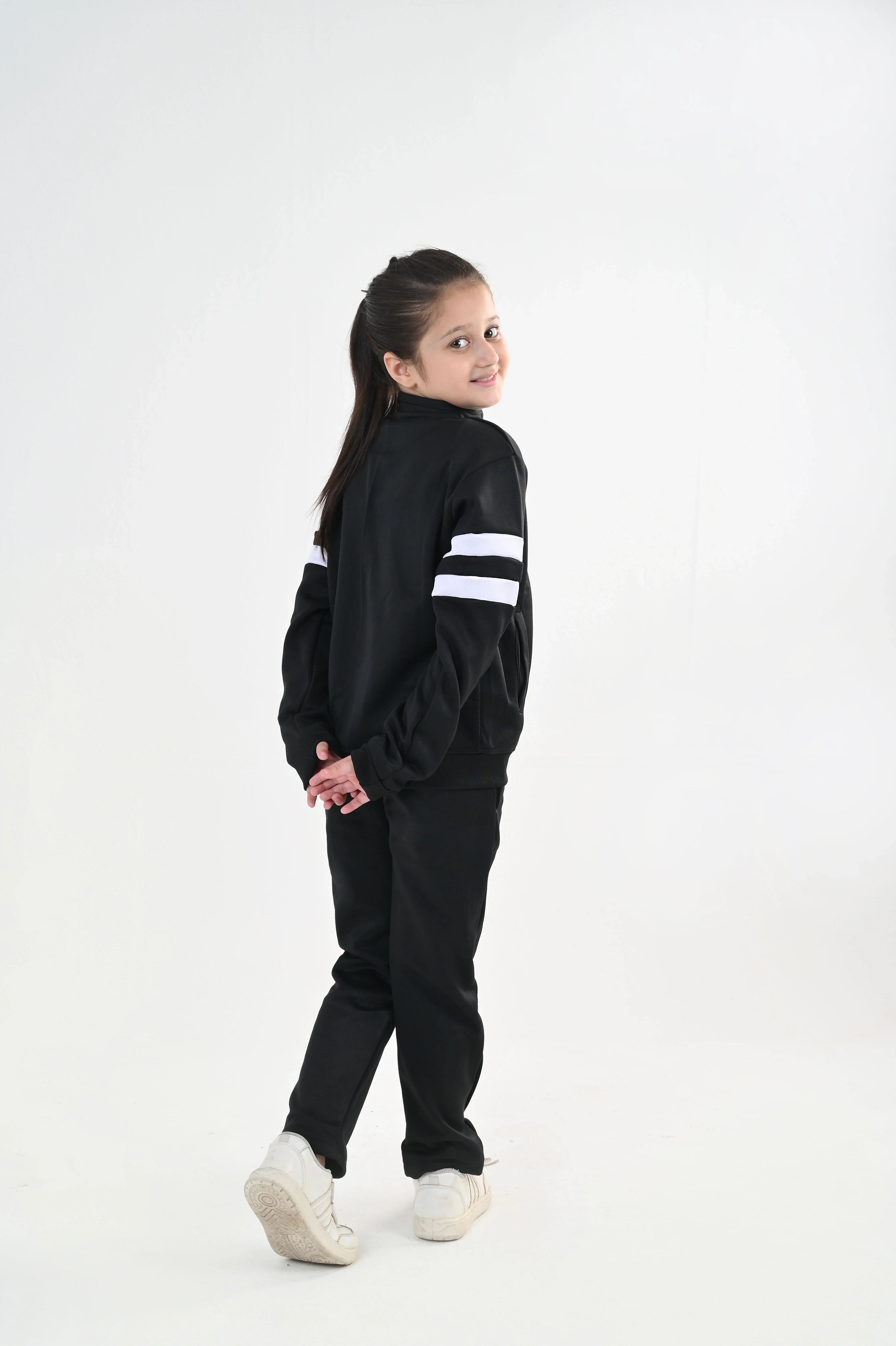 Contrast Band Zipper Tracksuit-Unisex Kids