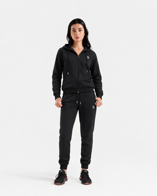 W-Sleek Black Full-Zip Tracksuit