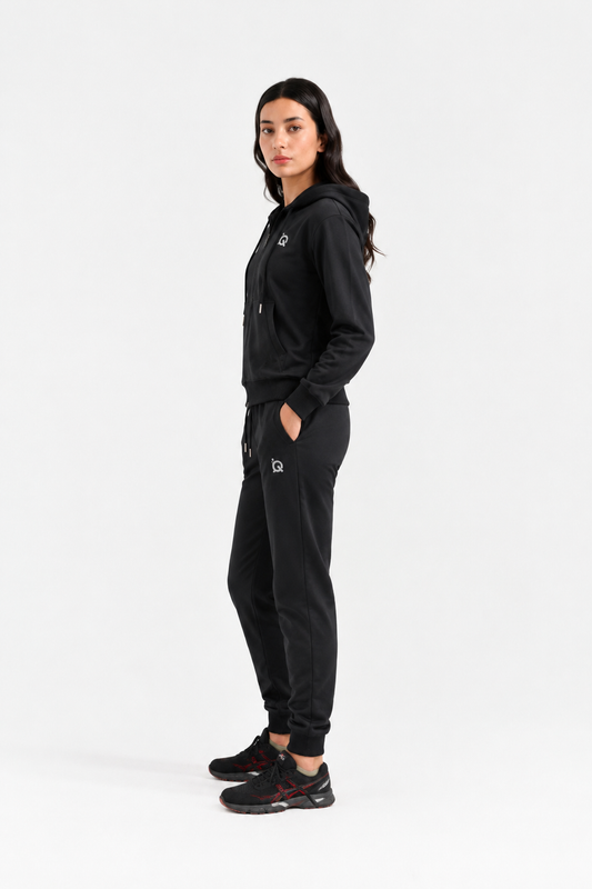W-Sleek Black Full-Zip Tracksuit