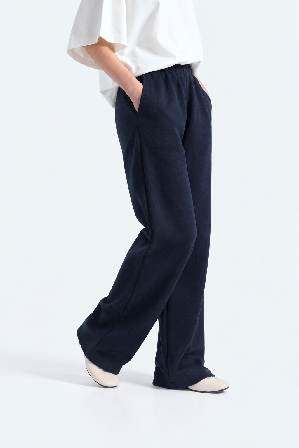 Straight Leg Fleece Trouser - Navy