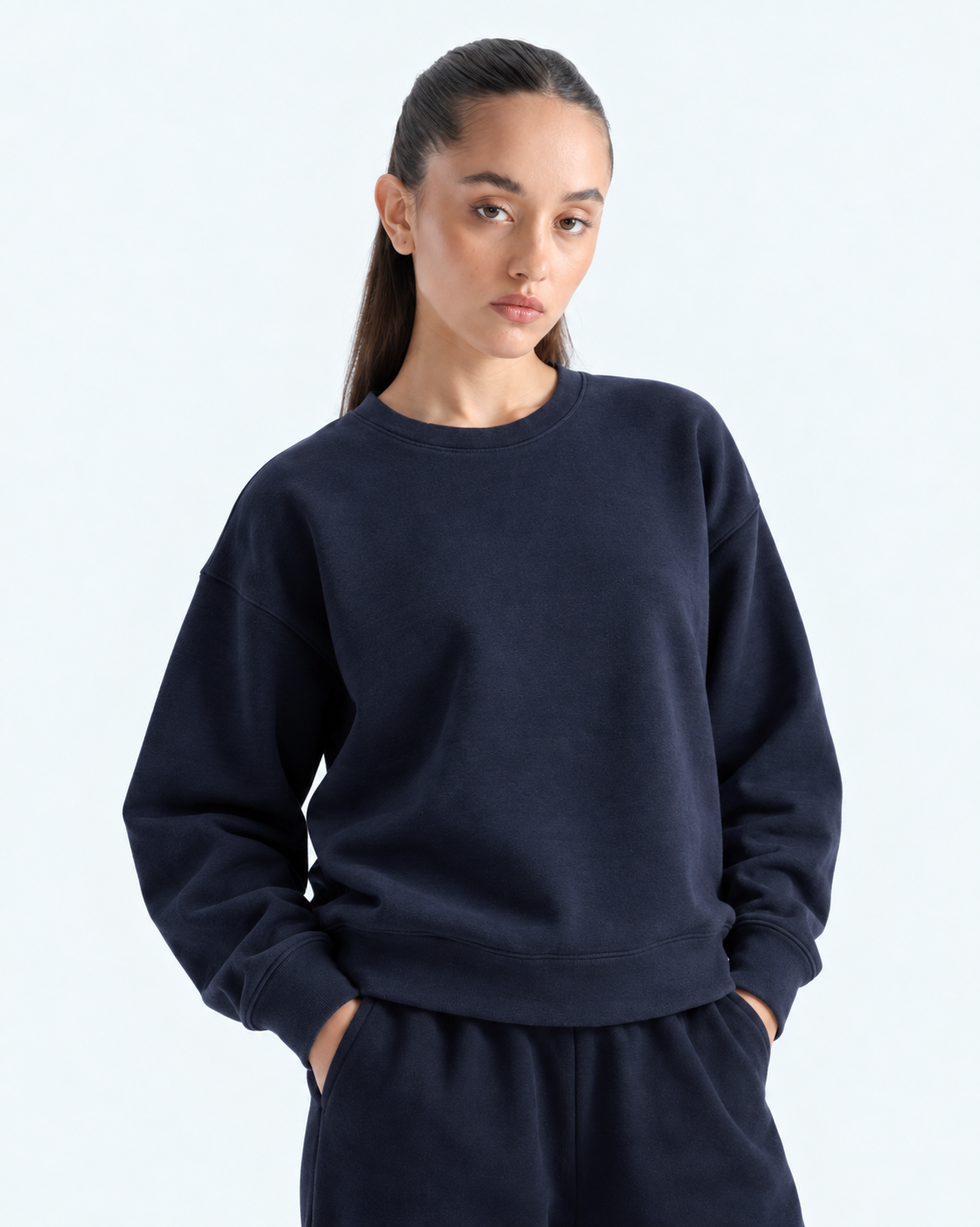 Oversized Crewneck Sweatshirt - Navy