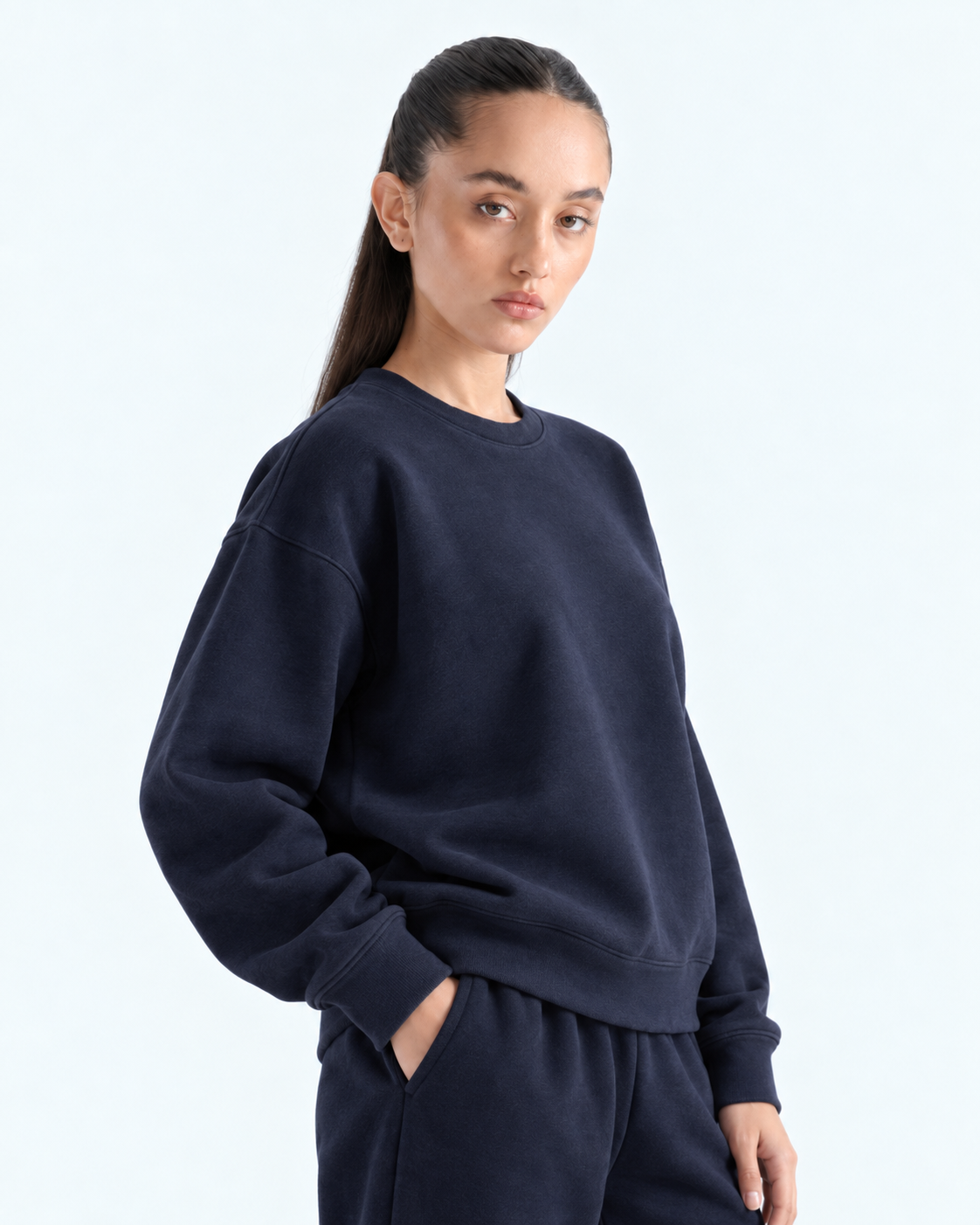 Oversized Crewneck Sweatshirt - Navy