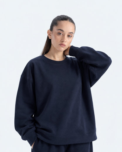 Oversized Crewneck Sweatshirt - Navy
