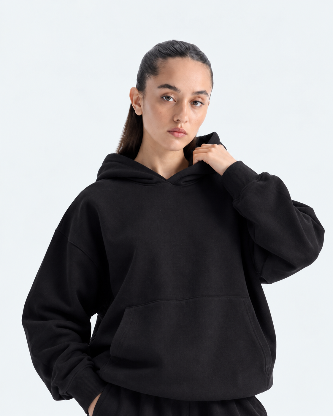 Oversized Boxy Hoodie - Black