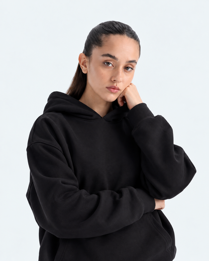 Oversized Boxy Hoodie - Black