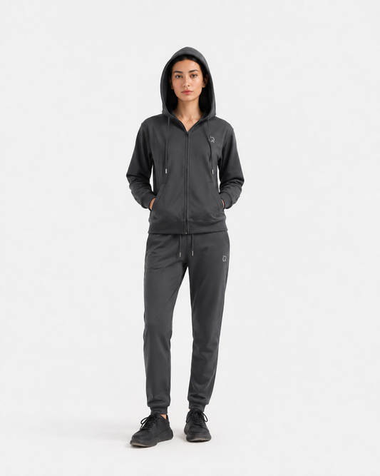 W-Grey Zip Hoodie Tracksuit