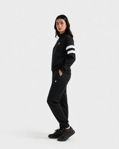 W-Contrast Band Zipper Tracksuit