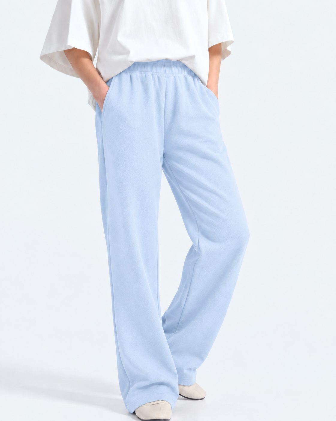 Straight Leg Fleece Trouser - Powder Blue