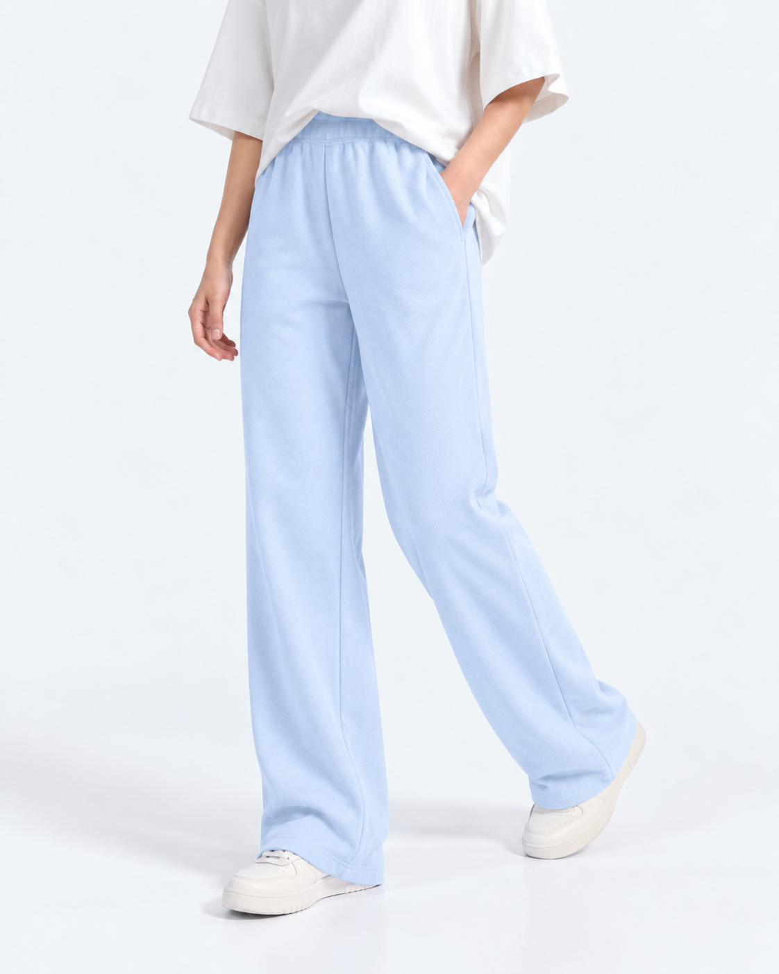 Straight Leg Fleece Trouser - Powder Blue