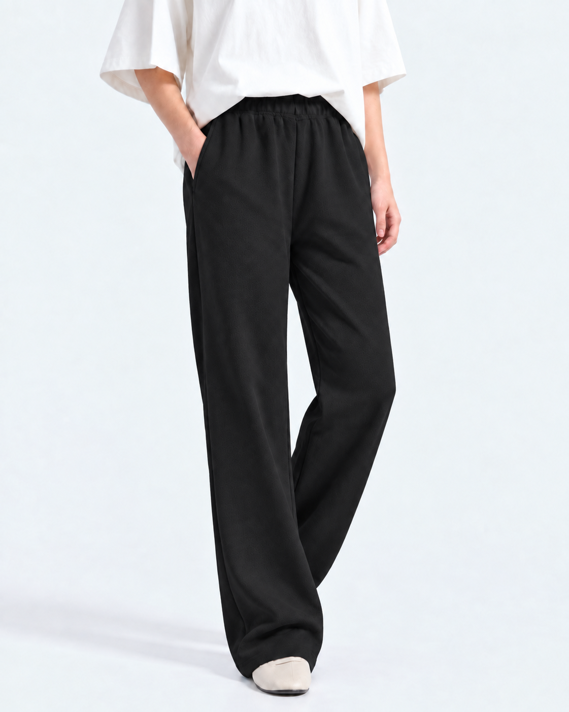 Straight Leg Fleece Trouser - Black