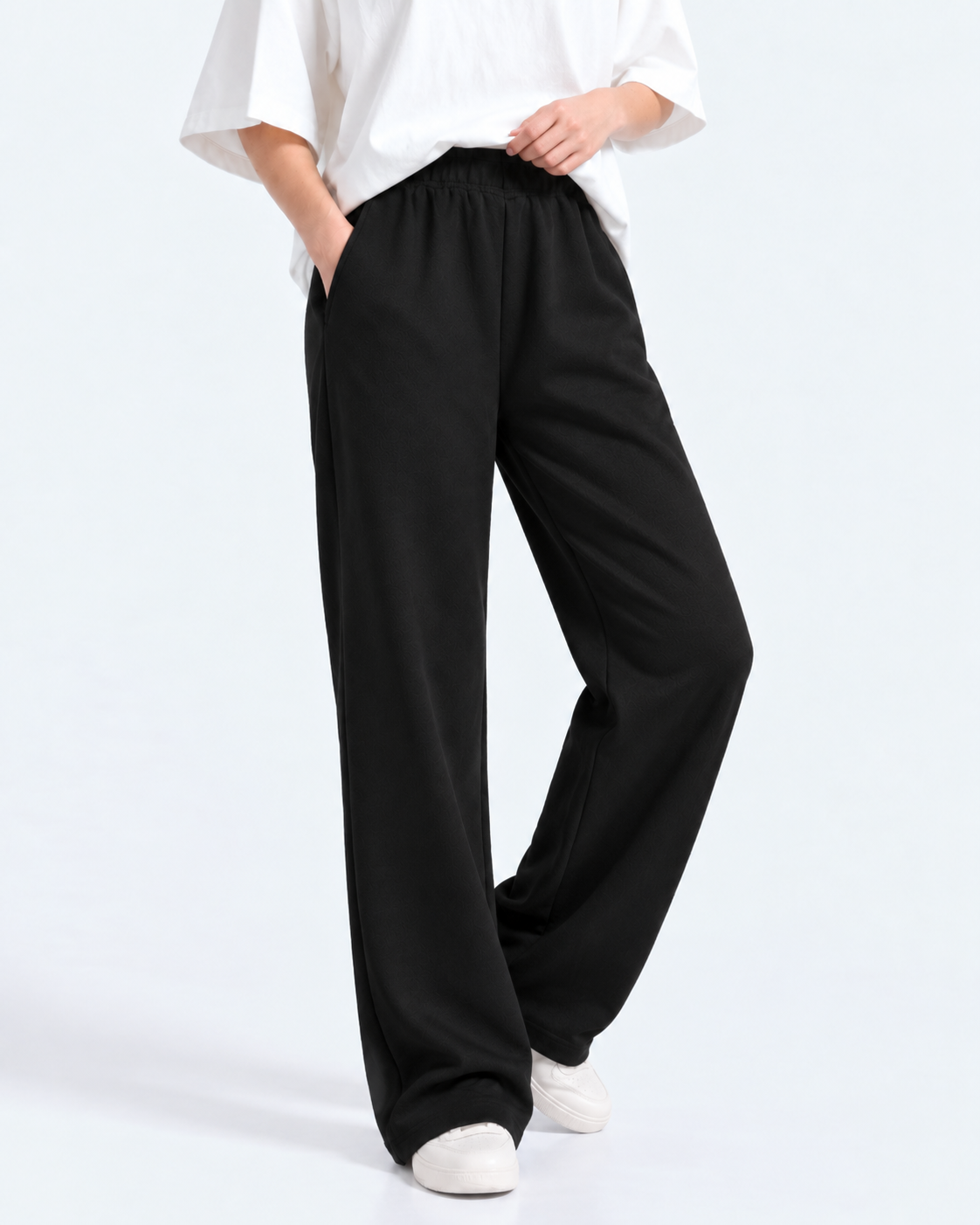 Straight Leg Fleece Trouser - Black