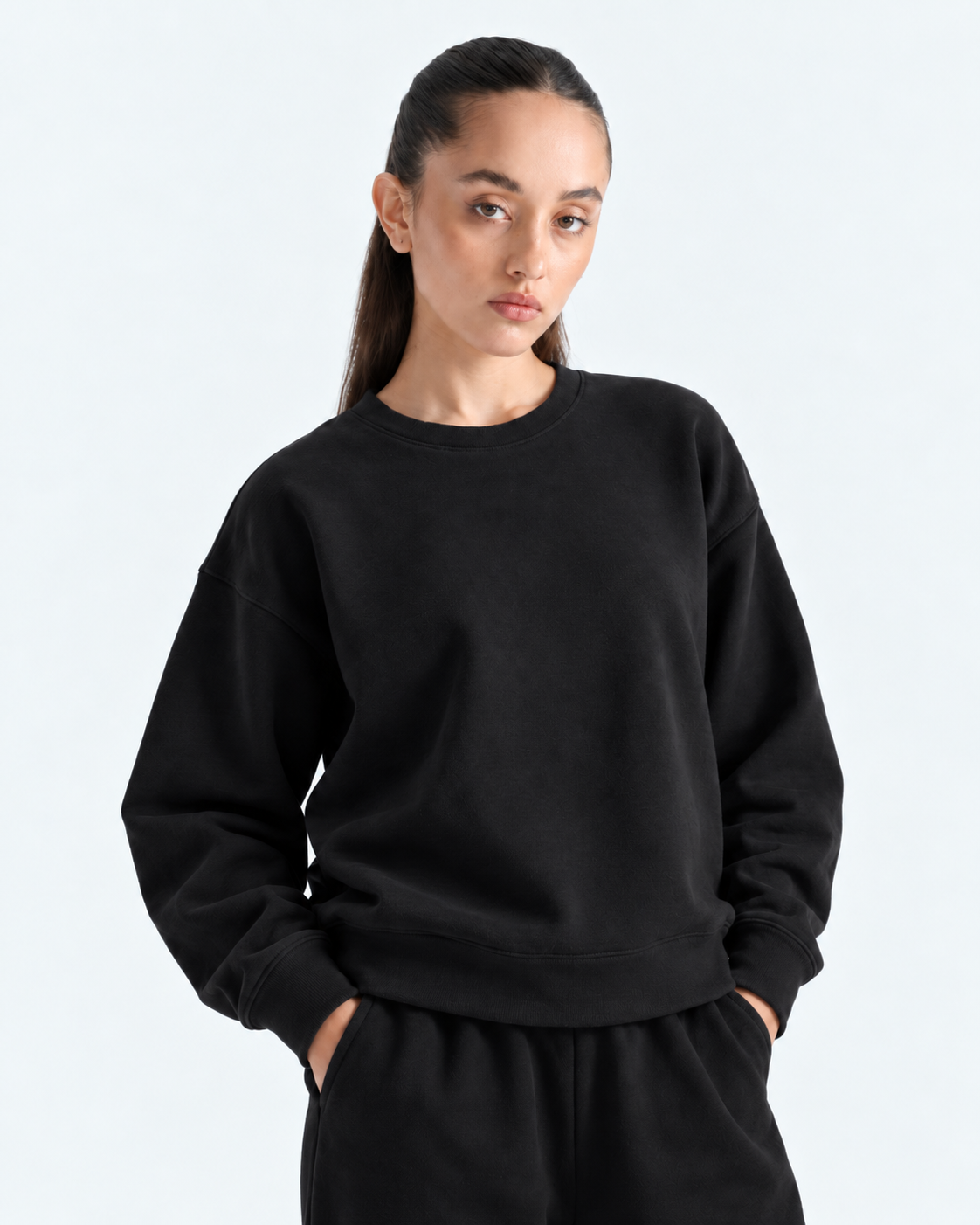 Oversized Crewneck Sweatshirt - Black