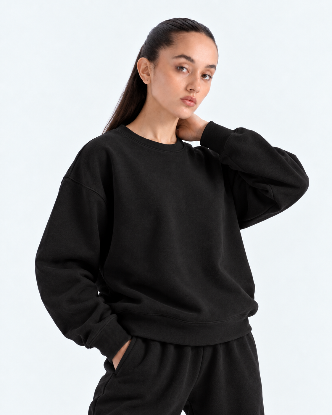 Oversized Crewneck Sweatshirt - Black