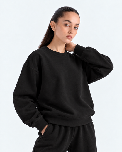 Oversized Crewneck Sweatshirt - Black