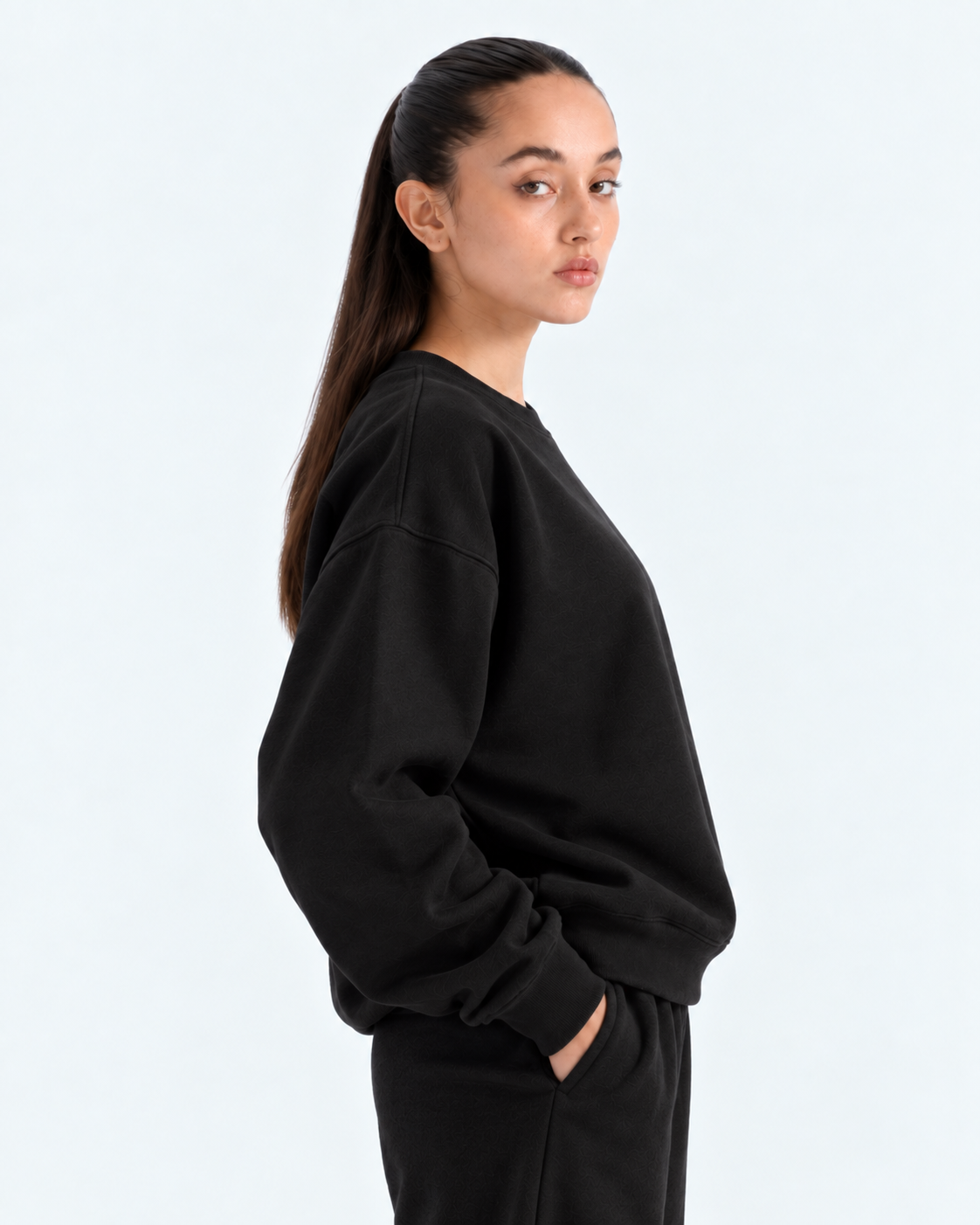 Oversized Crewneck Sweatshirt - Black