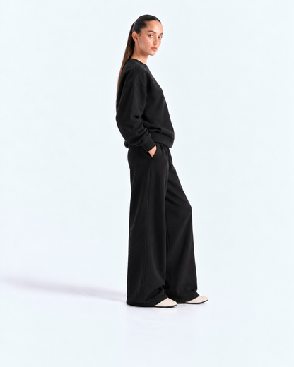 Oversized Crewneck Tracksuit - Black