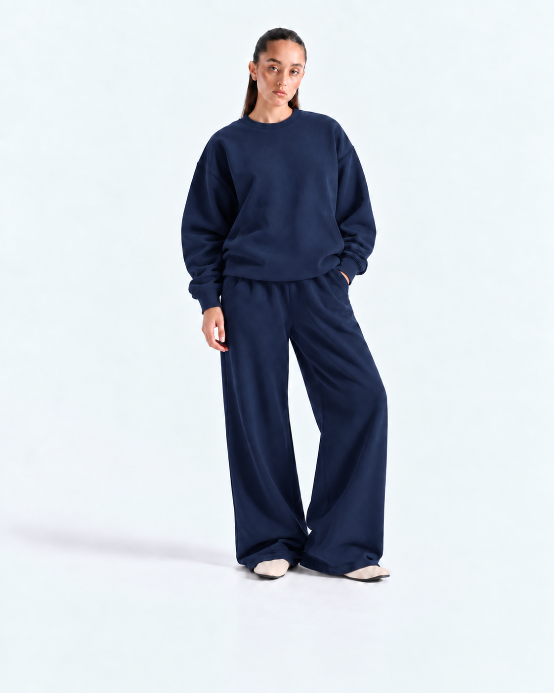 Oversized Crewneck Tracksuit - Navy