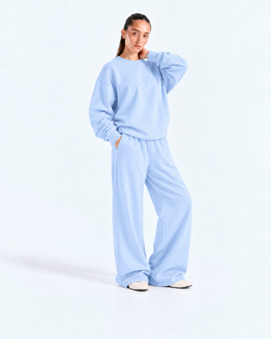Oversized Crewneck Tracksuit - Powder Blue