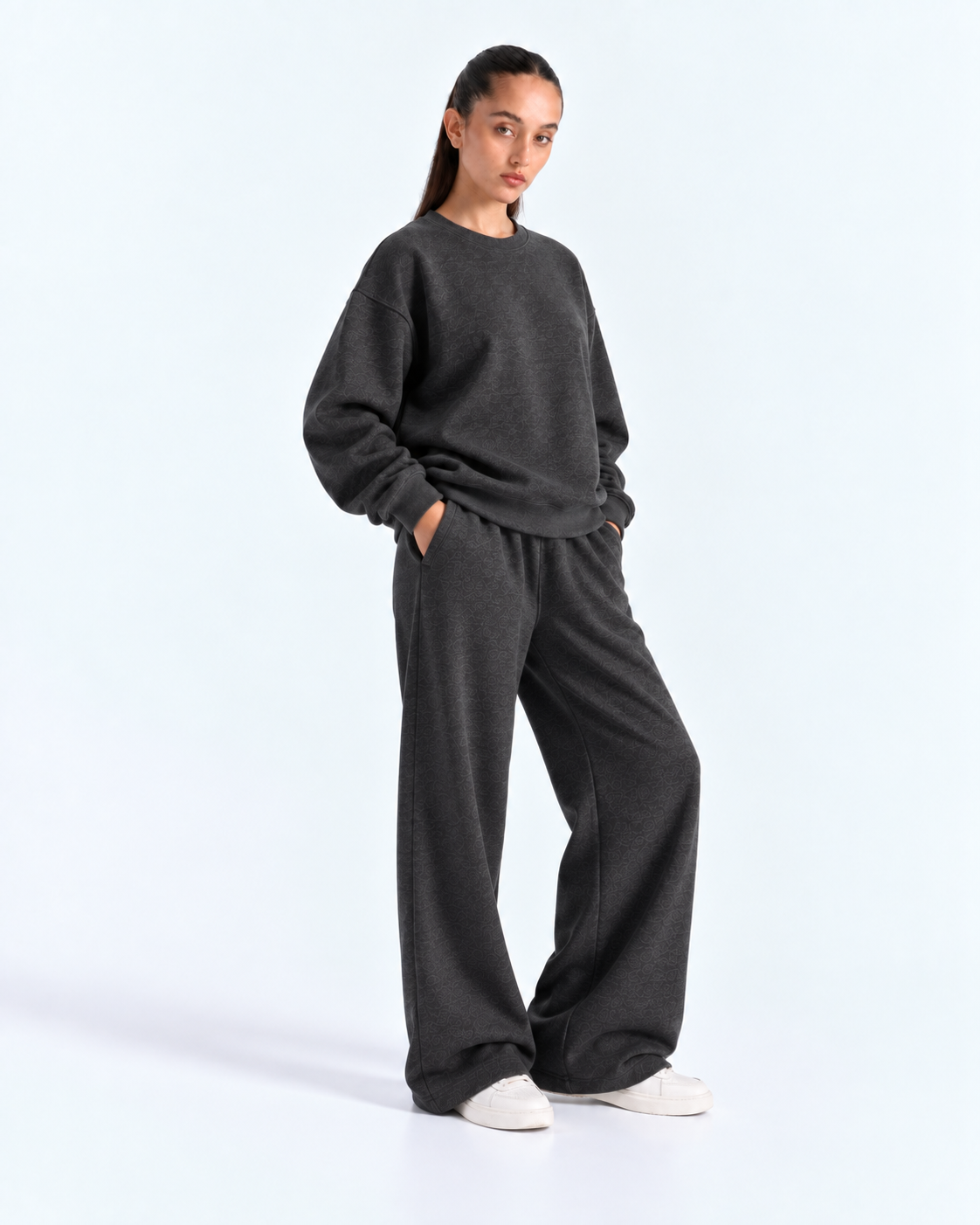 Oversized Crewneck Tracksuit - Charcoal Grey