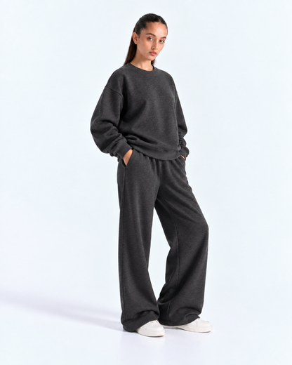 Oversized Crewneck Tracksuit - Charcoal Grey