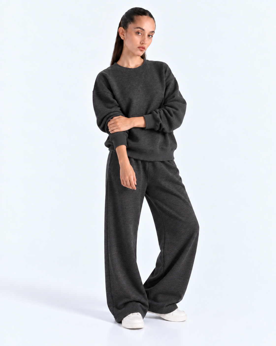 Oversized Crewneck Tracksuit - Charcoal Grey