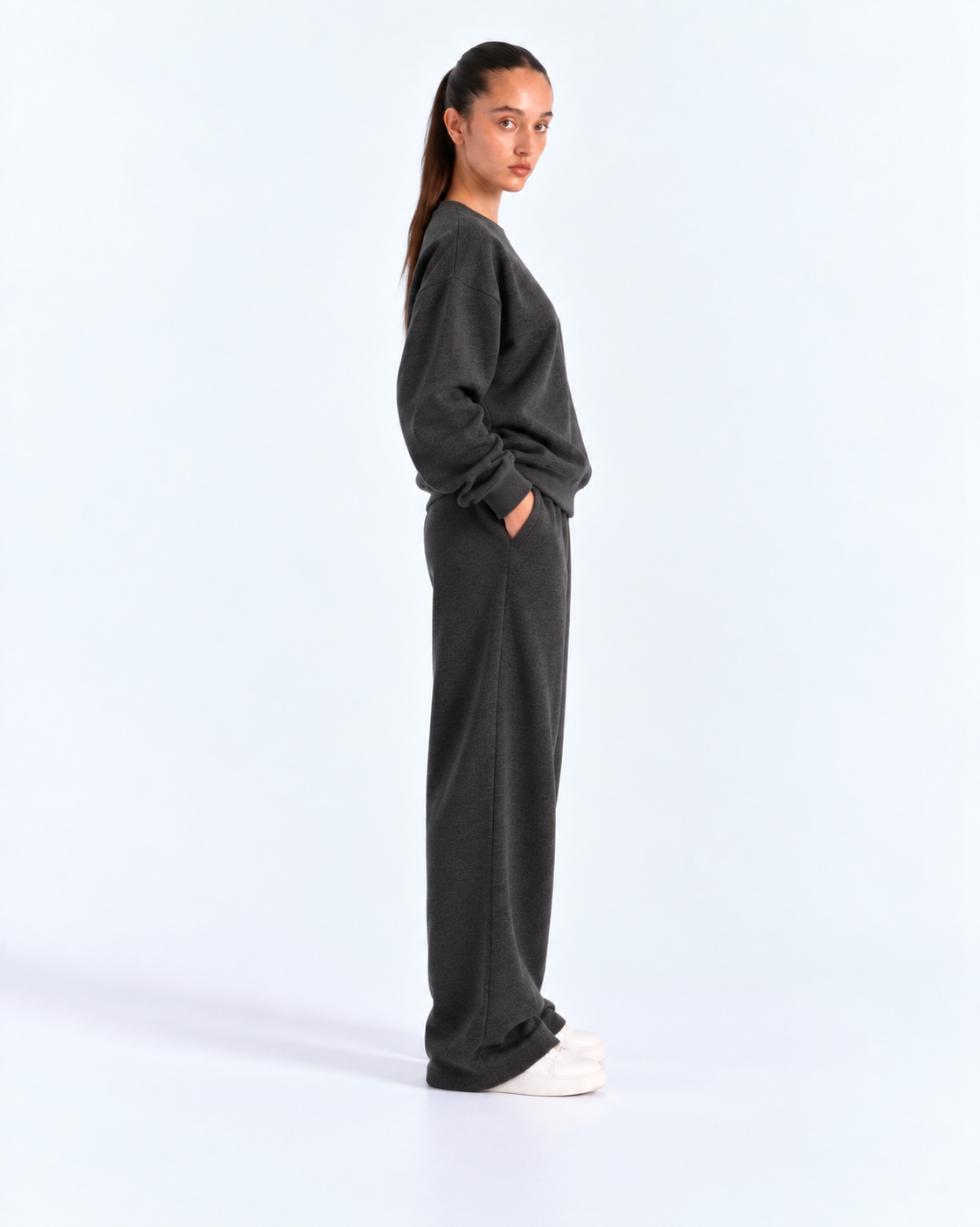 Oversized Crewneck Tracksuit - Charcoal Grey