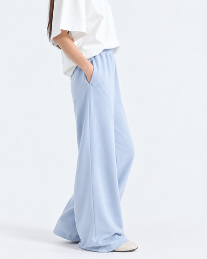 Wide Leg Fleece Trouser - Powder Blue